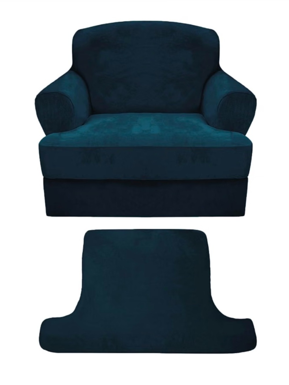 New peacock blue velvet armchair cover